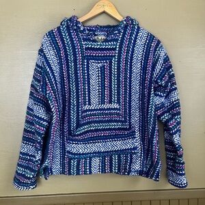 Baja Joe Mexican Hooded Poncho Beach  “Drug Rug”